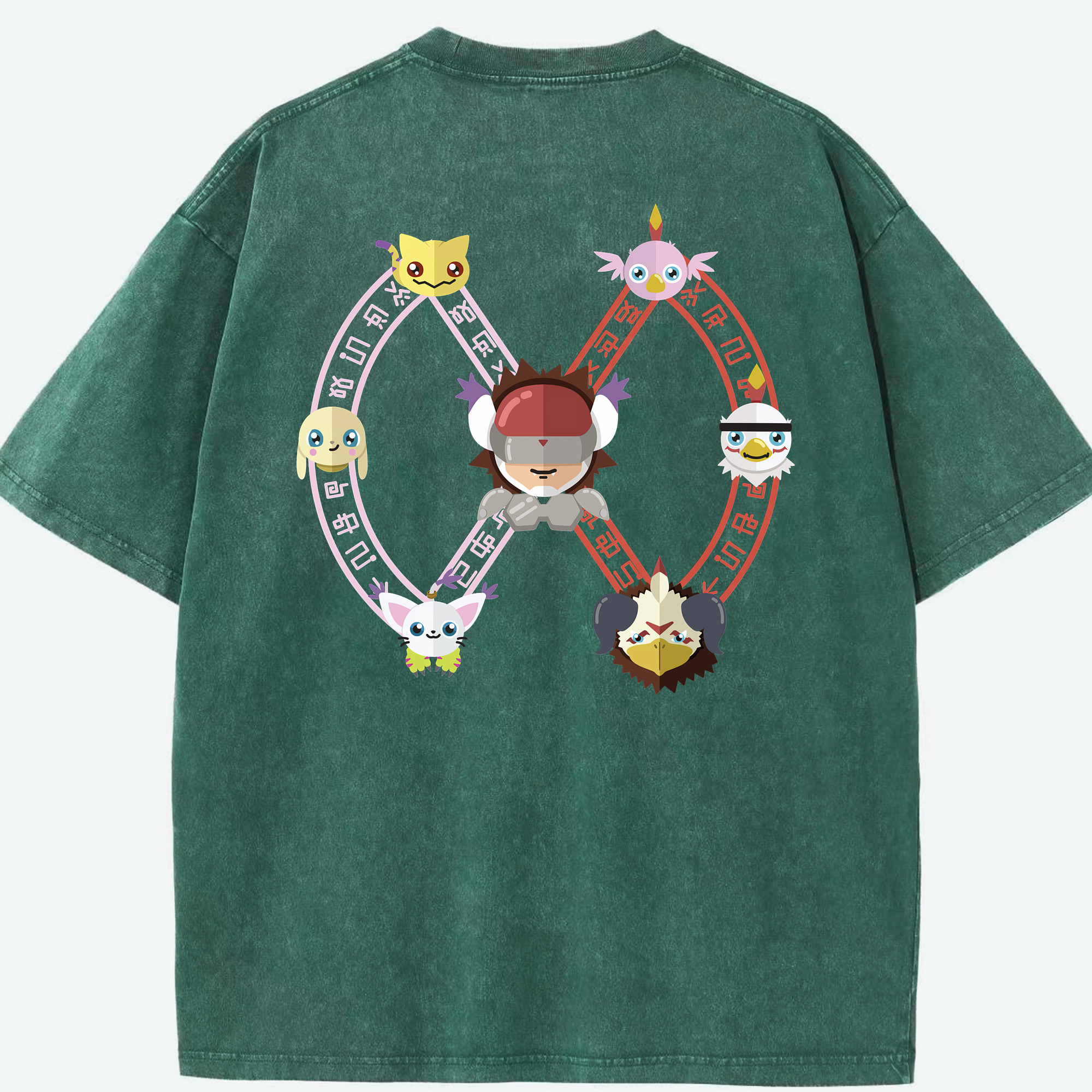 （画像用） Digimon デジタルモンスター/デジモン 綿100% ヴィンテージ風 半袖Tシャツ（背面プリント）